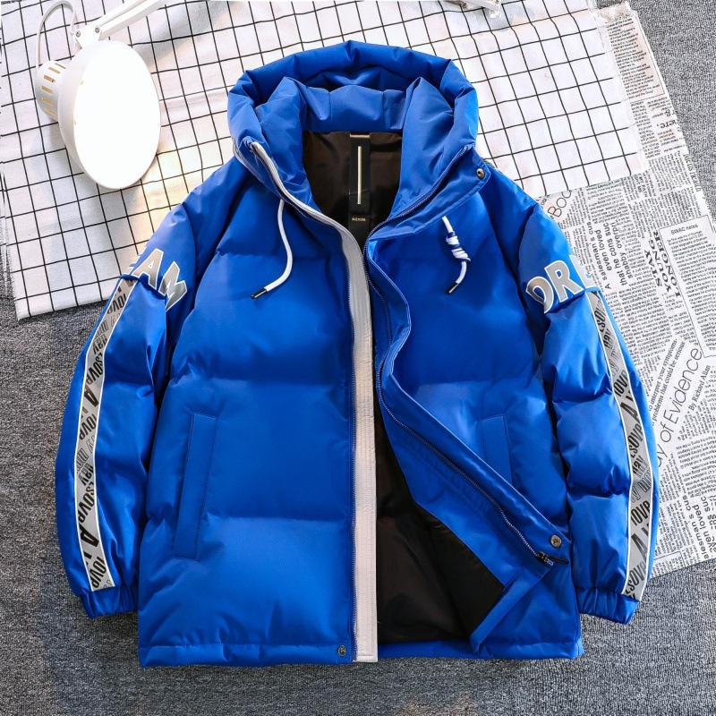 

Худи с надписью, в полоску, новые, зимние, белые, на утином пуху, утепленные, теплые, мужские и женские, модные куртки, пуховики 3XL синий