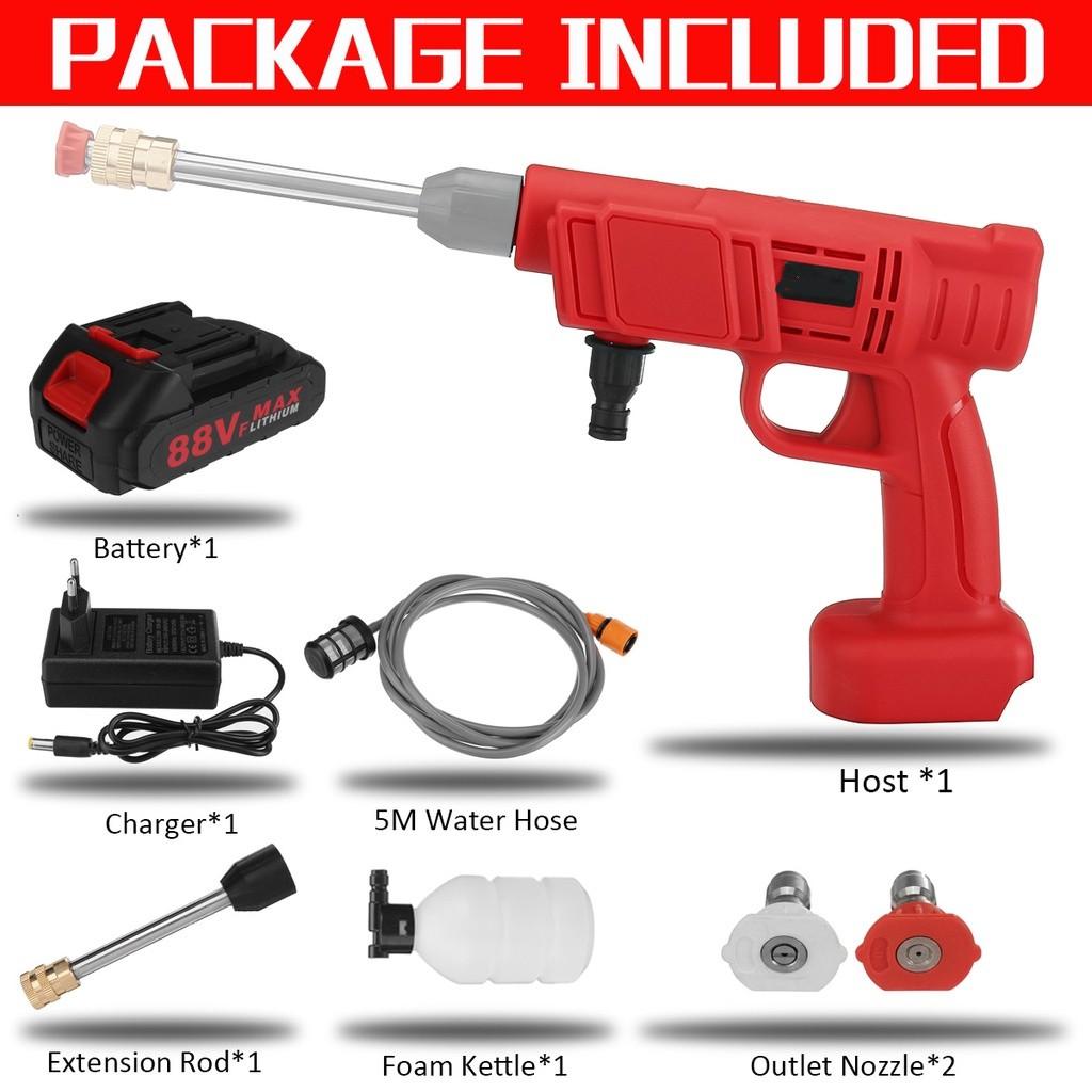88VF 1000W Akku-Wasserstrahl-Autowaschanlage Tragbare Hochdruck-Wasserspritzpistole Schaumwasserdüsen-Reinigungsmaschine