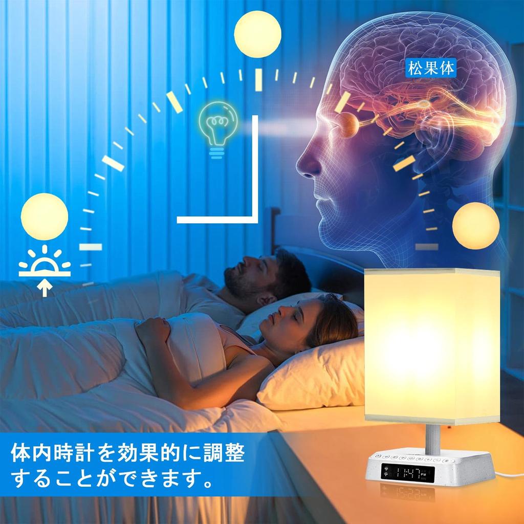 Bedside APP Control Table Fake Shearling Sound and Light Biological Clock Adjustment Light with Sunrise and Sunset Time Light Alarm 3 Types of Color 2