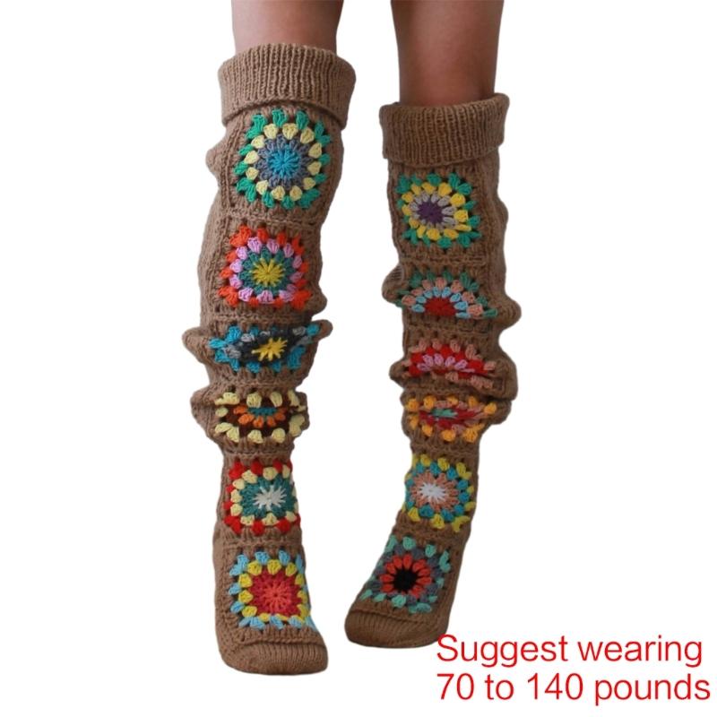 Damen Häkel-Oberschenkelhohe Stiefelsocken Vintage Extra Lange Beinwärmer Winter Überknie Hohe Strümpfe