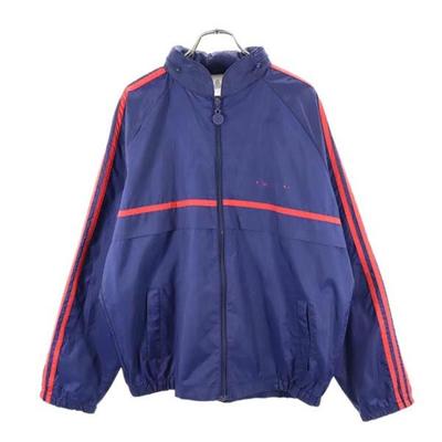 Adidas Anii '80 Vintage Etichetă Argintie 3 Linii Jachetă de Vânt M Bleumarin Jachete Sport Bărbați Second Hand