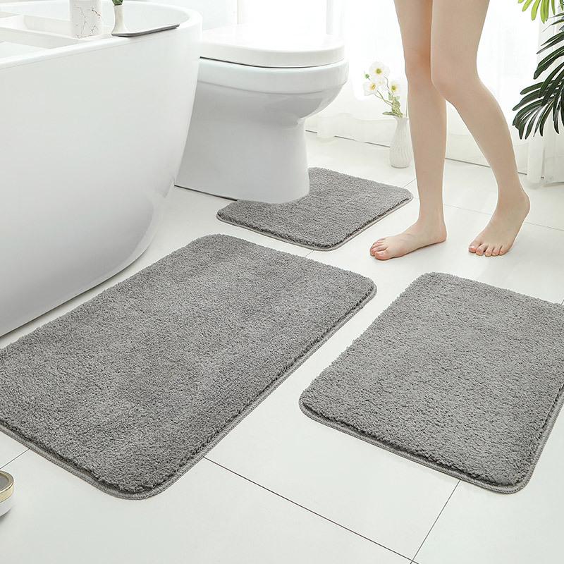 Non-Slip Feet At The Door Of The Bathroom, Toilet U-Shaped Set, Bathroom Absorbent Floor Mat, Household Thickened Plush Dirt-Resistant Carpet