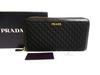 Authentic Black Nylon Leather Gold H/W Round Zip Long Wallet #b284  Open Box