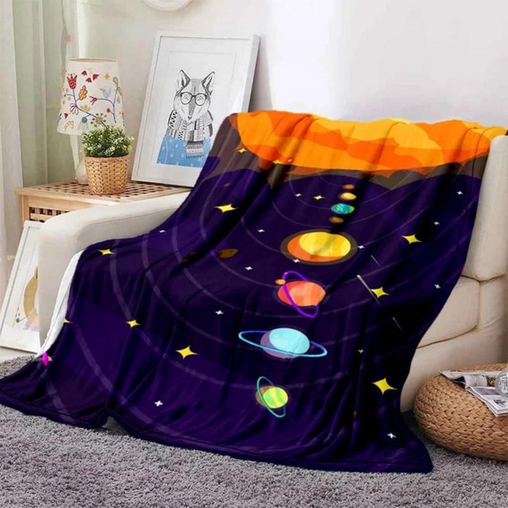 Galaxy Stars In Space Digital-printed Polyester Bedroom Velvet Flannel Cover Blanket Fleece Soft Sofa Cover Blankets for Beds