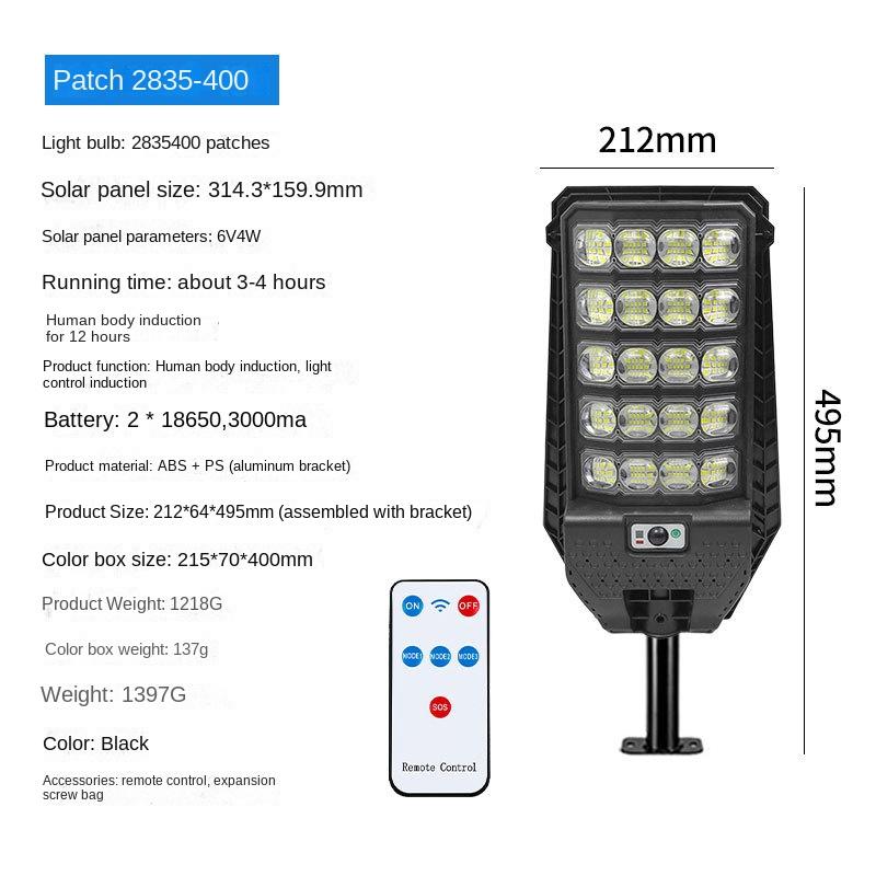 Outdoor garden light, LED rechargeable human body sensor light,wall lighting, super bright, integrated street light,solar energy