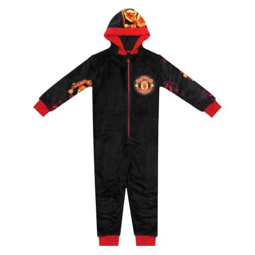 Manchester United FC Pijama tip salopetă fleece cu creastă pentru copii
