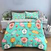 Cartoon Ice Cream Animals Pattern Bedding Duvet Cover Set  (1*Duvet Cover 2*Pillowcases, Without Duvet Insert)