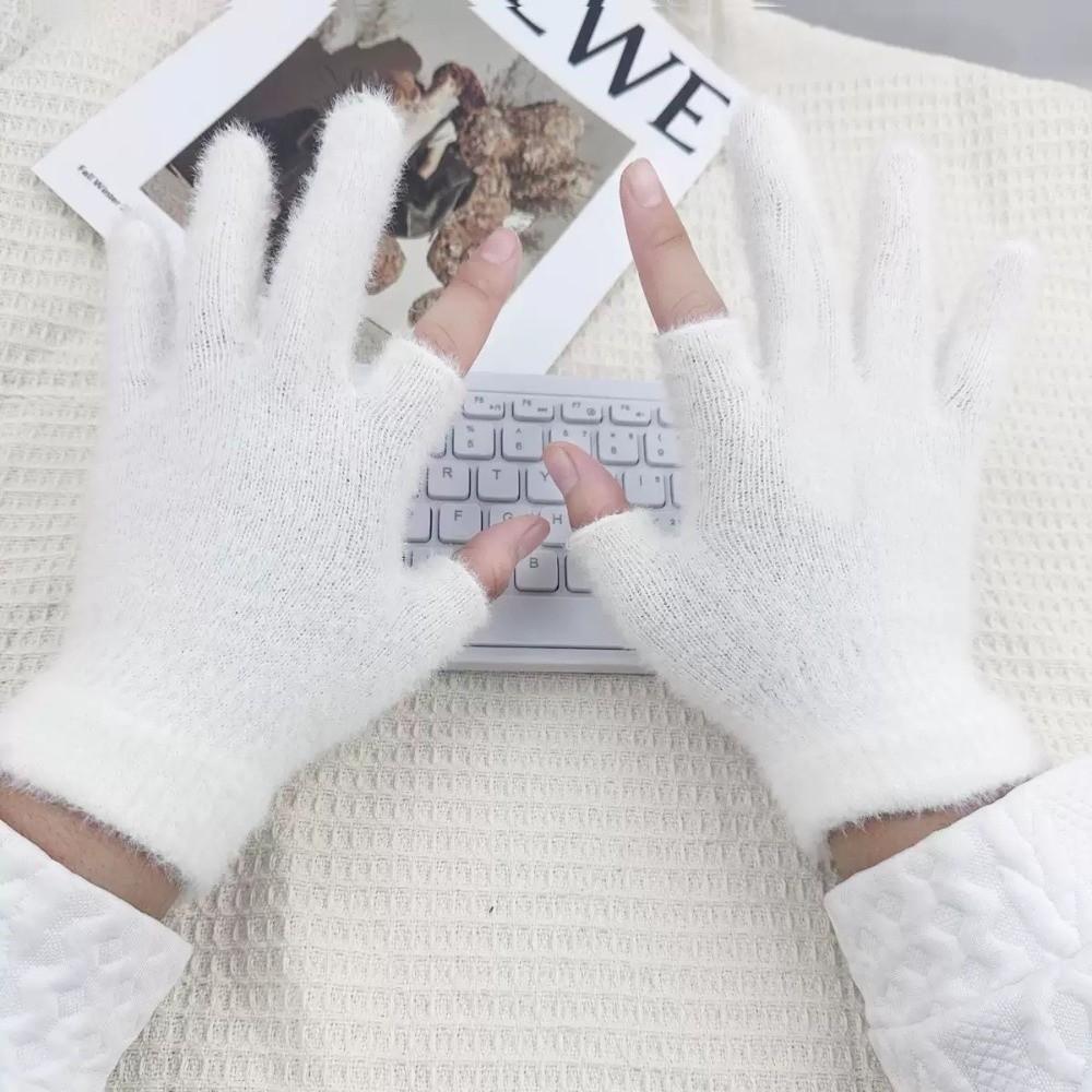 Windproof Touch Screen Gloves Solid Color Two-Finger Gloves Warm Warm Winter Gloves Hiking Driving