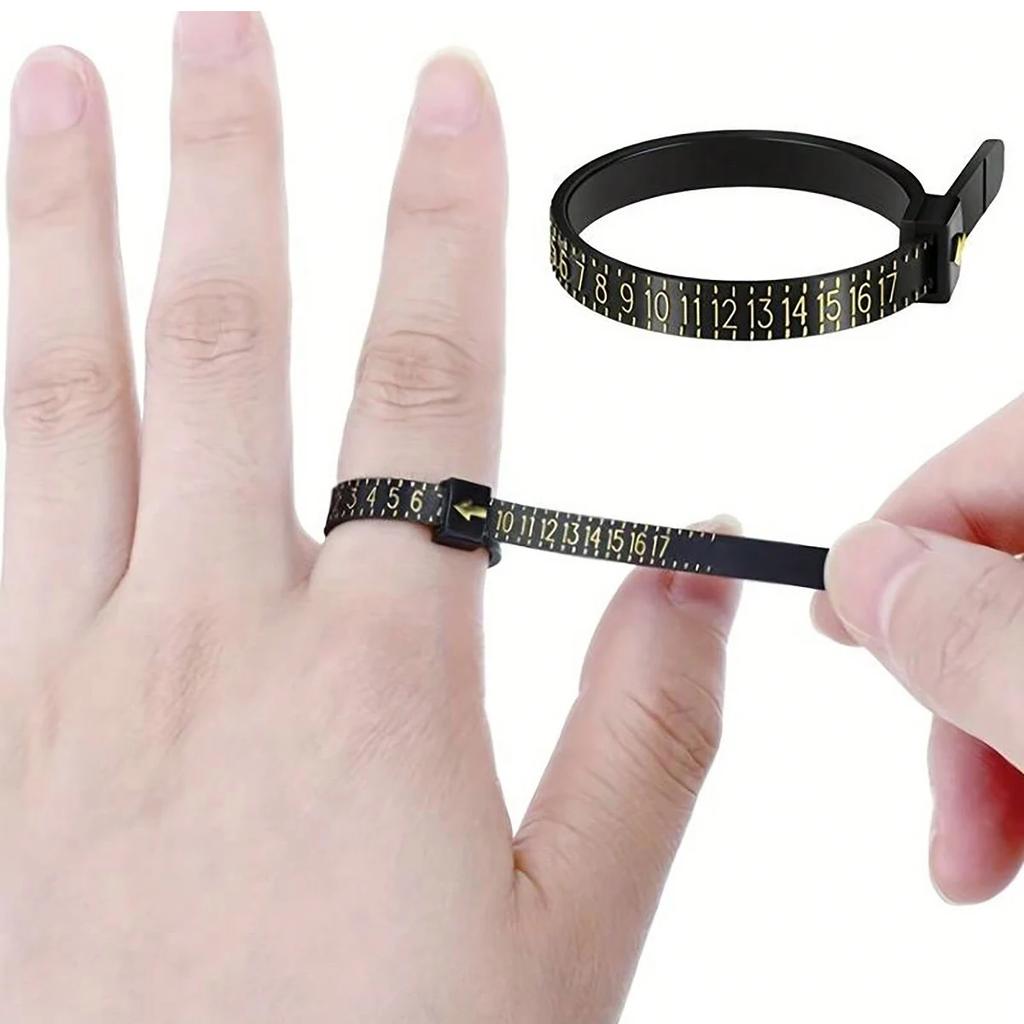 1pc Black Plastic Ring Measure Finger Tester Wedding Ring Measure Tool