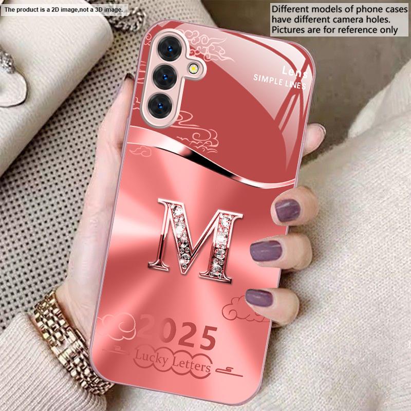 

Gradient yellow letter M For Samsung A01 A02 03 Core 04 05 06 10 12 13 14 5G 15 16 M02 12 Note 8 9 10 20 glass Ultra phone case Galaxy Note8
