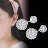 Fashion Korean Style Double Sized Rhinestone Ball 925 Pin Stud Earrings