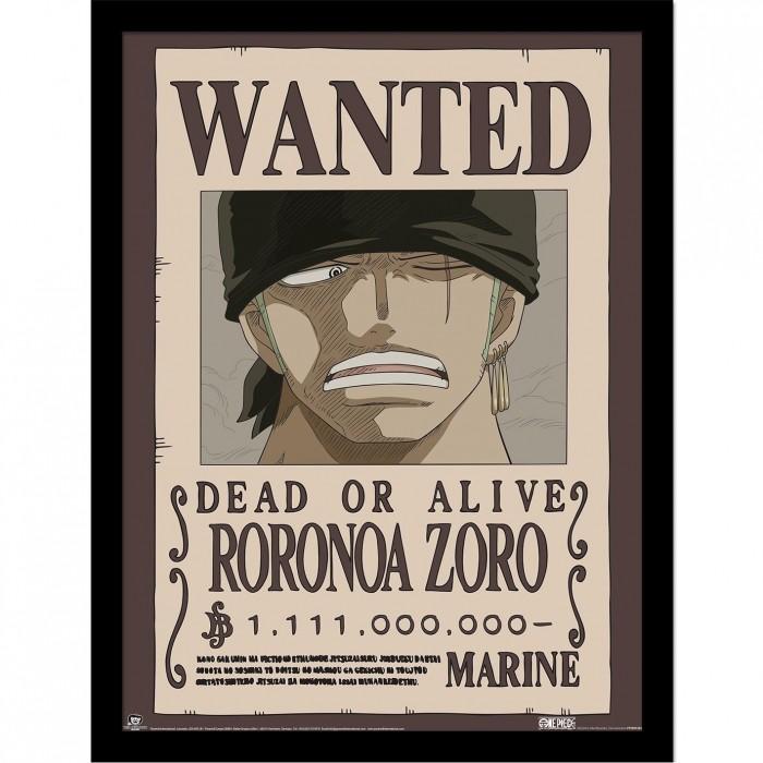 One Piece Wanted Roronoa Zoro Framed Poster