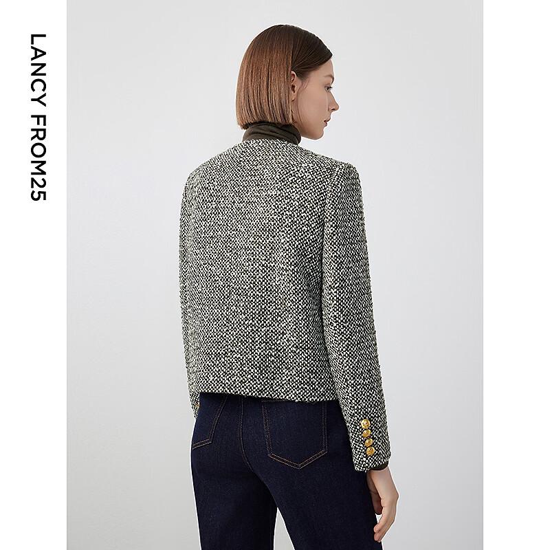 Lancy French Style Wool Blend Round Neck Suit Jacket