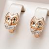 New  Rose Gold Color Owl Earrings For Girl Fashion Natural Zircon Accessories Child Gifts High Quality Daily Jewelry