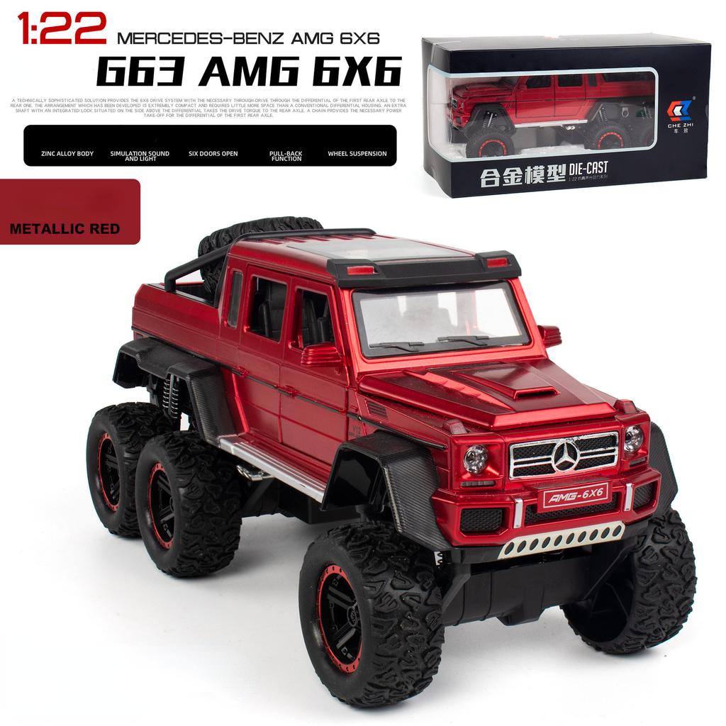 1:22 Mercedes-Benz G63 AMG 6X6 Off-road Vehicle SUV Alloy Model Car Diecast Simulation Sound Light Toys Car Children Gifts A72