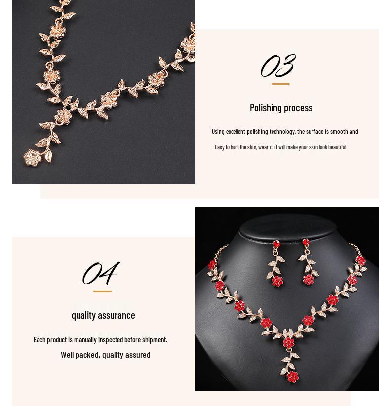 European & American Vintage Plum Blossom Necklace Set with Colored Diamonds