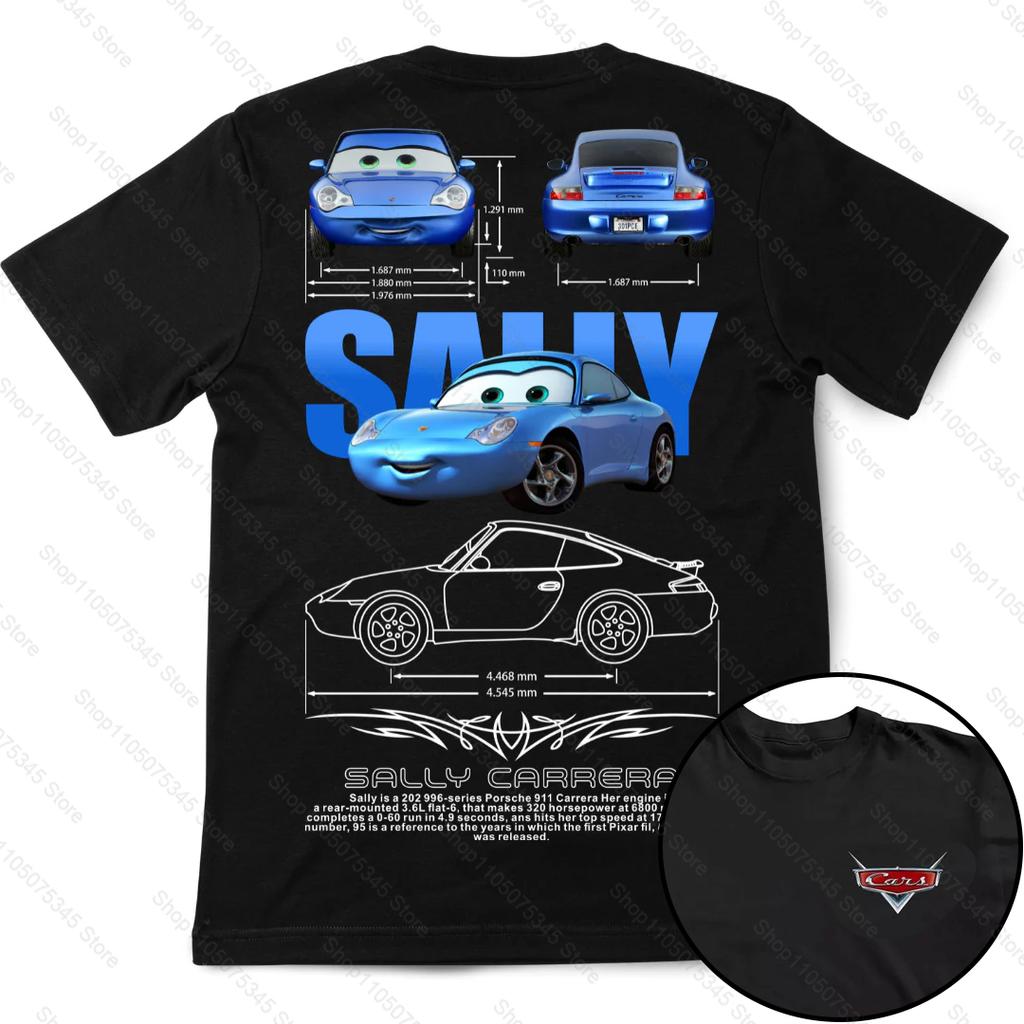 Summer New Lightning Mcqueen and Sally Printed Couple Tshirt Sally and Mcqueen Casual Cute Womens Tshirt Casual Tee Tops