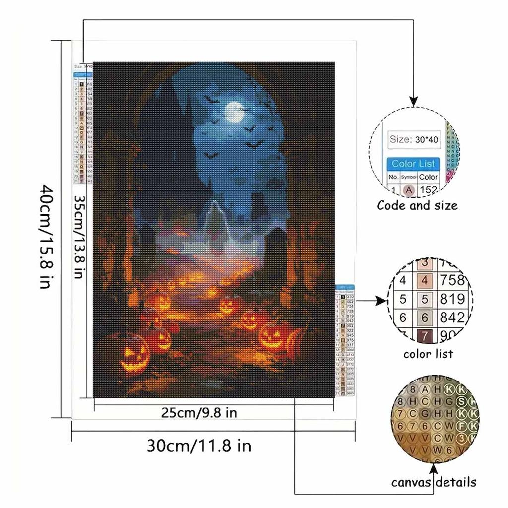 Halloween Diamond Painting Kit Handmade Diy Painting Home Decoration Painting Moon Pumpkin Landscape Art