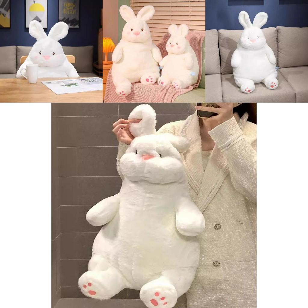 Large Plush White Rabbit Doll Soft Cuddly Lazy Bunny Stuffed Animal For Kids