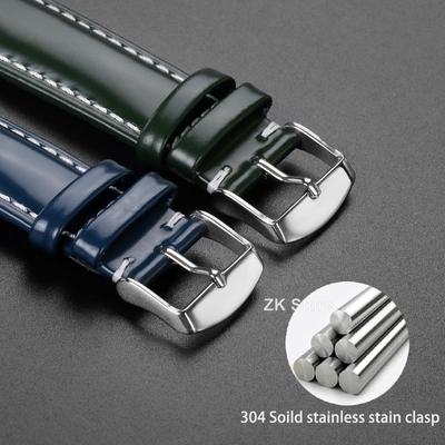 Glossy Cowhide Strap for Omega for Seiko Brown Black Green Watch Band 20mm 22mm Genuine Cordovan Wristband Men's Accessories