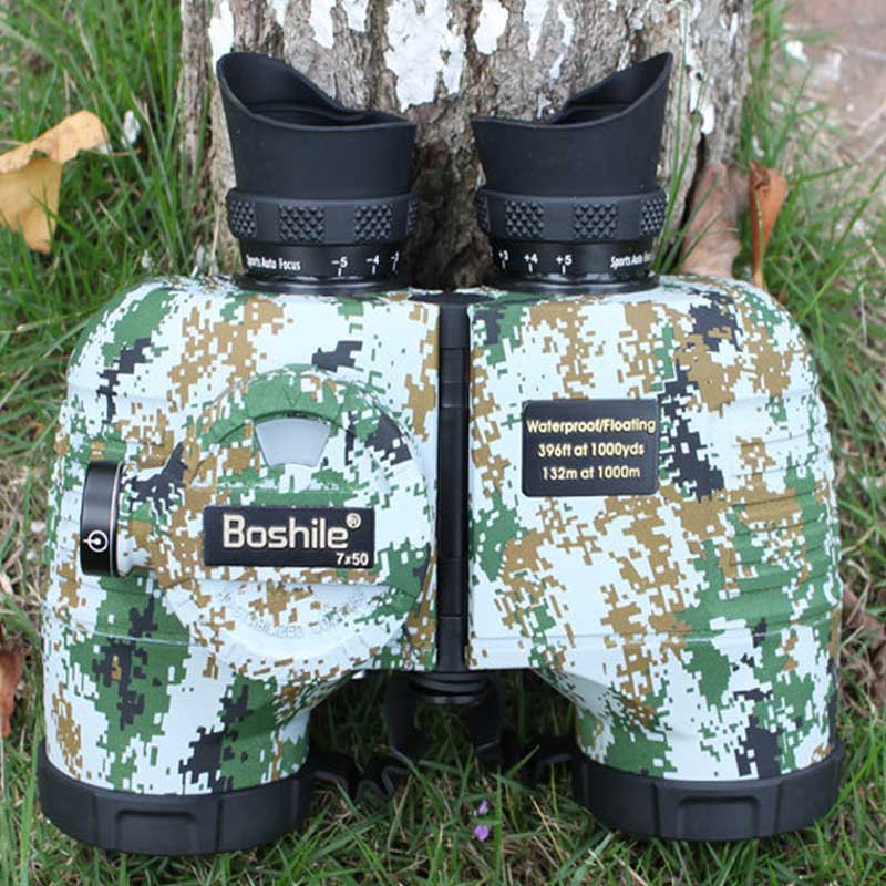 Navy Binoculars Boshile 7x50 Telescope Waterproof Nitrogen Big Compass Rangefinder Powerful Military Reticle Illuminant 4 Colors