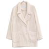 DOUBLE STANDARD CLOTHING White Pile Double-breasted Jacket with Pearl Buttons Jacket 36 IvoryUsed