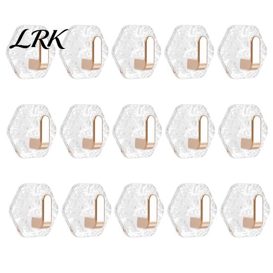 No Drill Wall Hooks Acrylic Adhesive Hooks, Hexagonal Wave Shape, Drilling Easy Dorm Room Installation Hook, Modern Style Clear for Bathroom