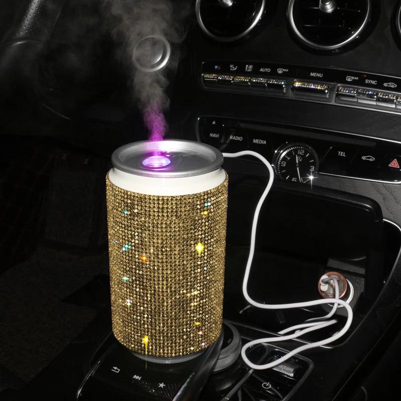 Umidificator auto Diamond Crystal cu lumină LED Umidificatoare de birou Portabil USB Mini Odorizant de aer Accesorii auto pentru femei