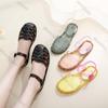 Women's Jelly Sandals Flat Heel Summer Roma Sequins Jelly Shoes Home Outdoor Footwears RetroTransparent Adjustable PVC Slippers