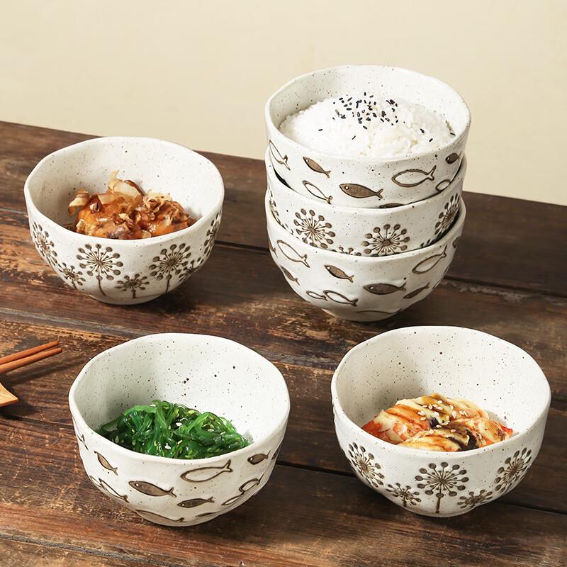 DEOUXINGGUANG Japanese Style Ceramic Rice Bowl Set