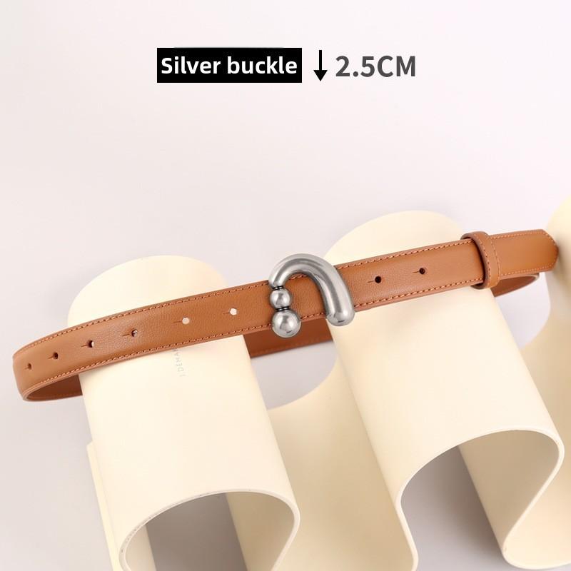 Traditioneller Damen-Leder-Taillengürtel mit silberner oder goldener Schnalle für Büro und Kleid