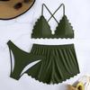 Women's Color Bikini  Swimsuit Swimsuit Three Piece Set