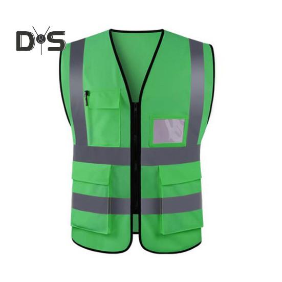 

Рабочий жилет для мужчин и женщин, светоотражающий жилет с V-образным вырезом, без рукавов, на молнии, дышащий ночной защитный жилет XL 1pc зелёный