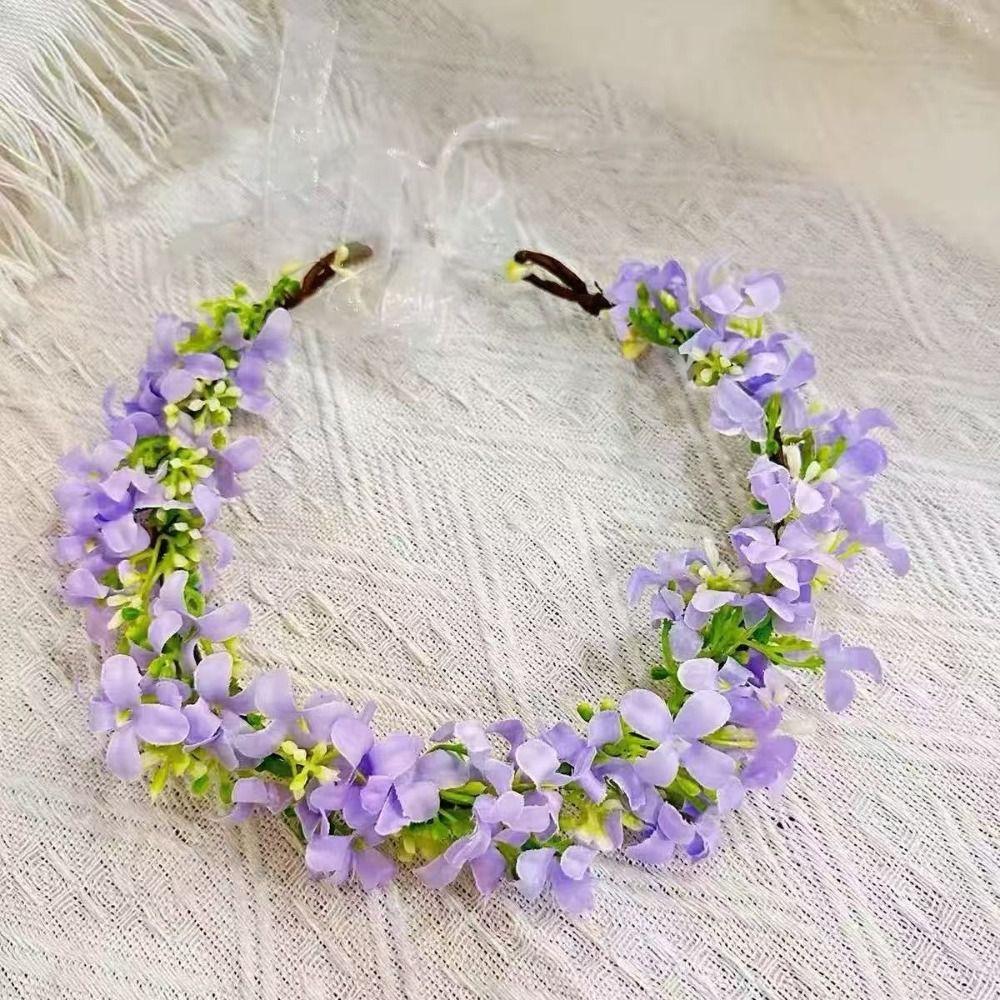 Pastoral Scenic Rapeseed Flower Wreath Bright Cloth Flower Girl Children's Hair Accessories Floral Headband Headbands