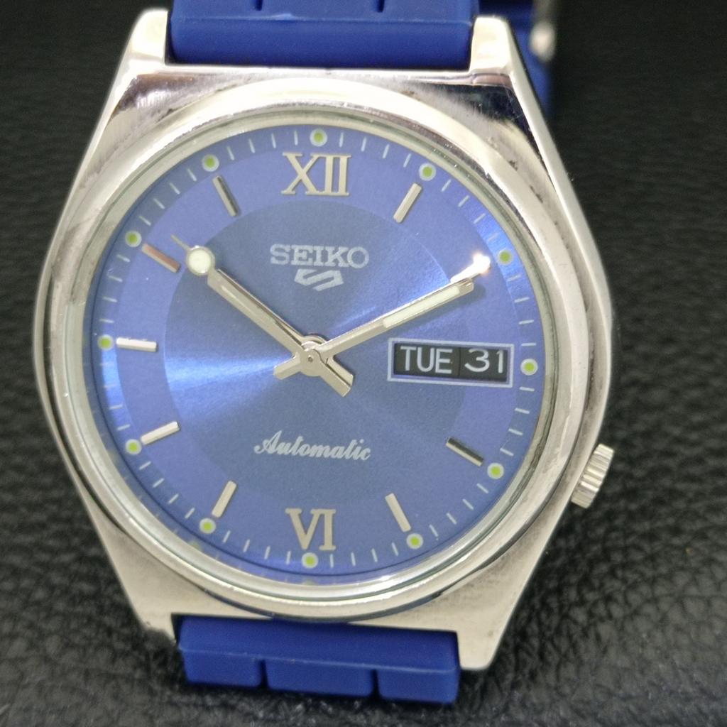 VINTAGE SEIKO 5 AUTOMATIC 7019A JAPAN MENS BLUE COLOR DIAL WATCH a500800-5 R154-a500800