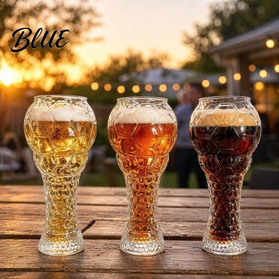 Large Capacity Beer Glass Soccer Trophy Glass 400/600ml Mug Heavy Duty Football Hercules Cup Mug Shaped Pint for Home Bar Gift Sports Fans