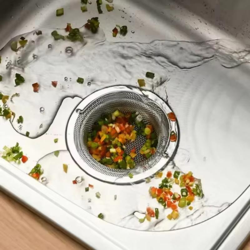 1 filtro per lavello da cucina in acciaio inossidabile, raccogli residui di cibo/capelli, mantieni la tua vasca da bagno
