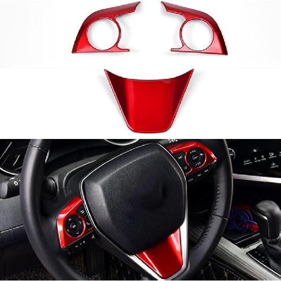 XITER 3PCS ABS Sport Style Blue Steering Wheel Cover Molding Cover Trims Interior Decaration Sticker Accessories for Toyota Camry 2018 2019 2020 2021