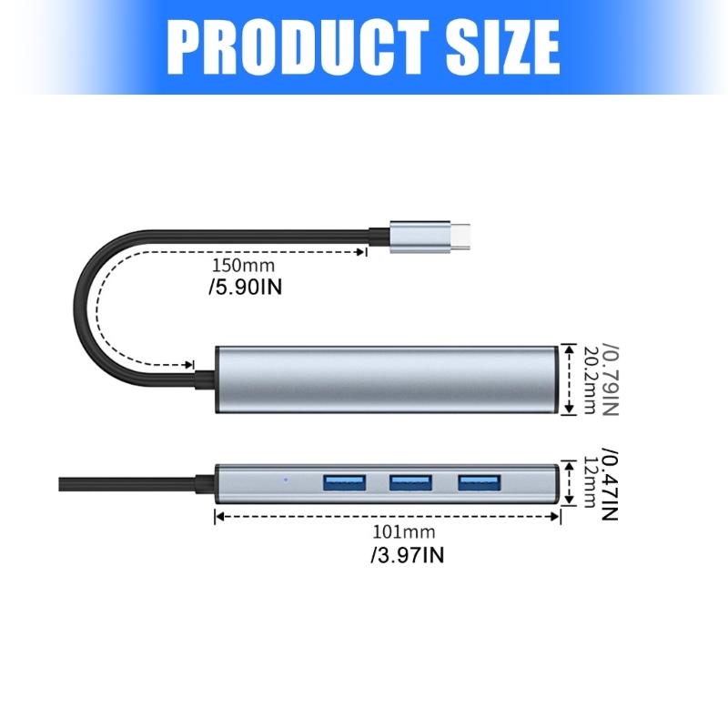 USB3.0 Type C Expansion Dock 4Port Super Speed 5Gbps for PC Mouse Keyboards Plug and Play Portable Design