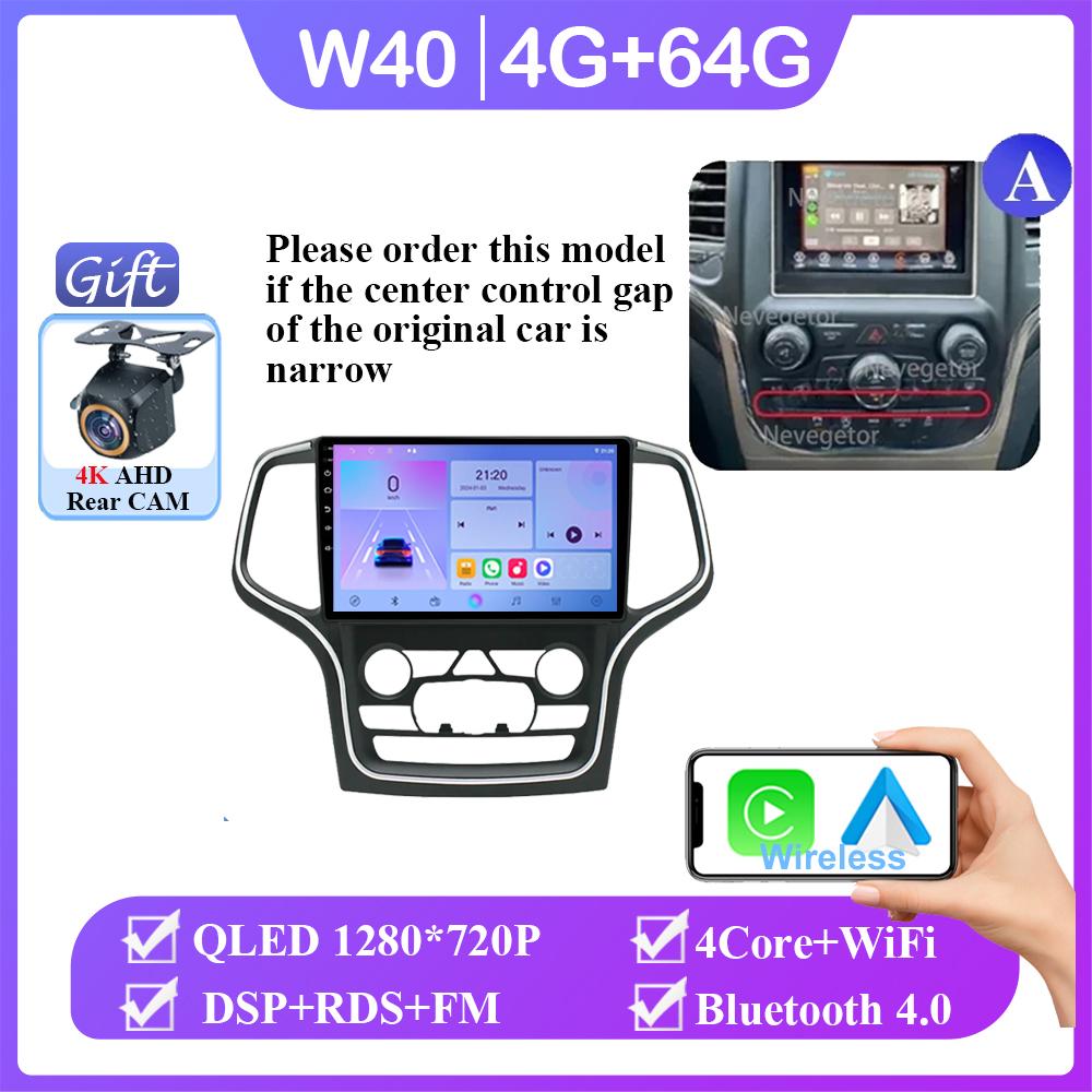 Android 14 For Jeep Grand Cherokee WK2 2014- 2022 Car Radio Multimedia GPS Navi Stereo BT Auto Carplay NO 2din DVD QLED Screen