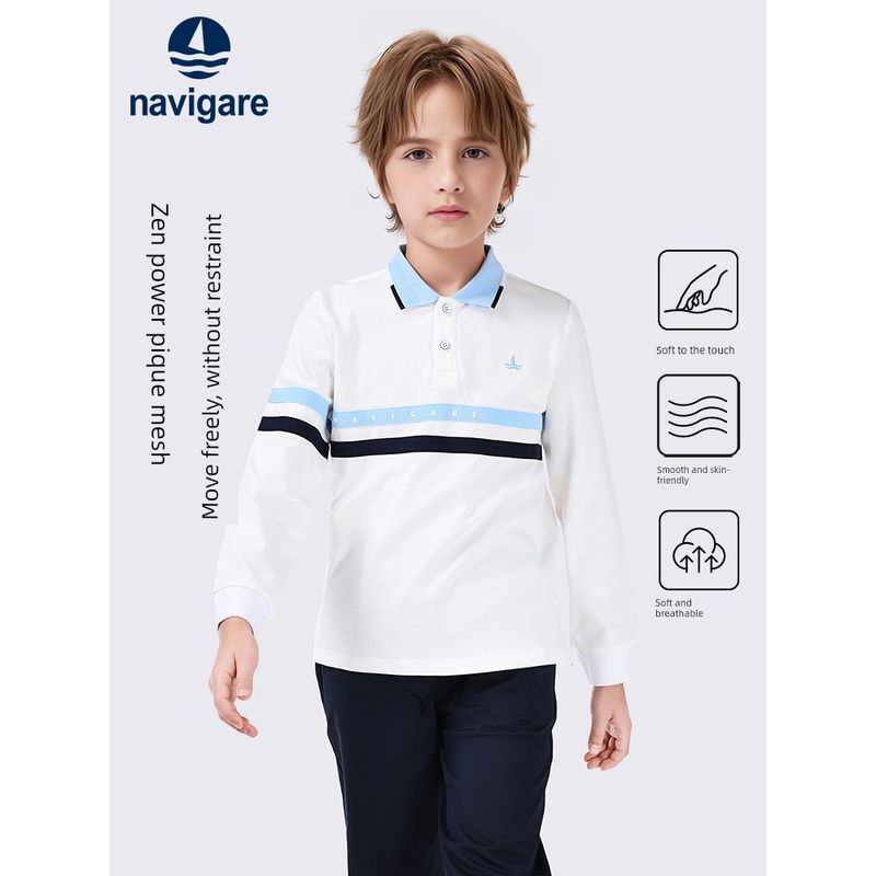 Navigare Italian Small Sailboat Kidsren's Polo Shirt 2026 Spring New Boys' T-Shirt