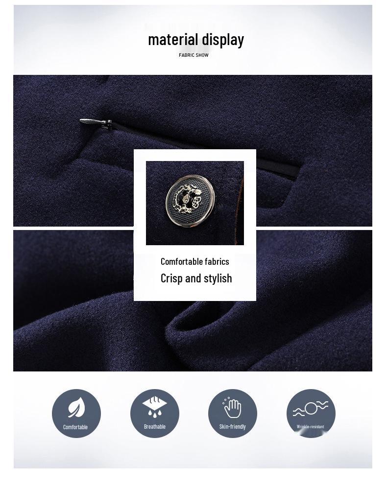 Herren Color-Block Wollmischungs-Stehkragen-Übermantel mit verdicktem Schalkragen