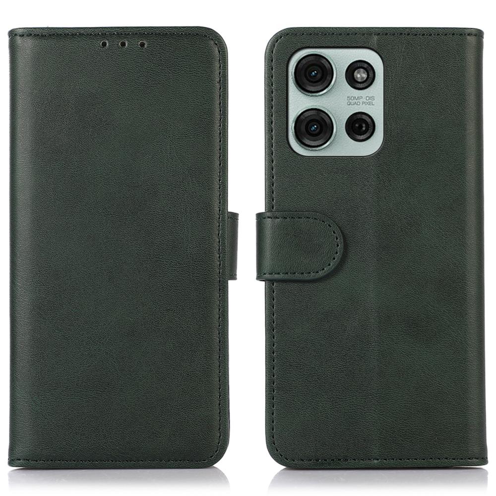 

For Motorola Moto G75 5G Case Cowhide Texture Leather Wallet Phone Cover with Stand Green