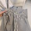 Petite Women's High-Waisted Striped Wide-Leg Pants - Summer Casual and Loose Fit