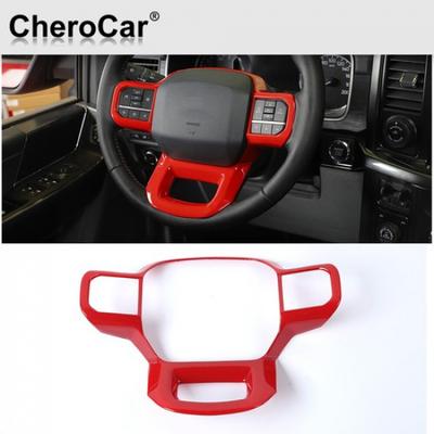 Steering Wheel Moulding Cover Trim Red Accessories For + Ford F150 F-150 ABS
