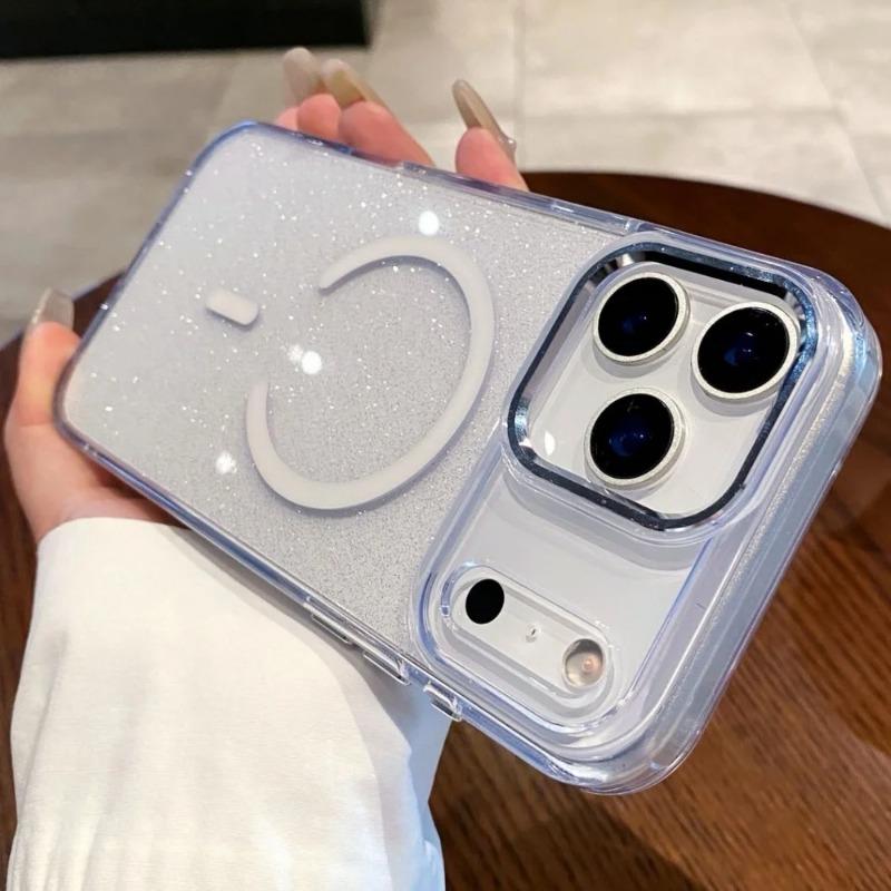Luxury Bling Glitter For Magsafe Wireless Charge Magnetic Case for iPhone 17 Air 17ProMax 17Plus 17Pro Clear Acrylic Cover