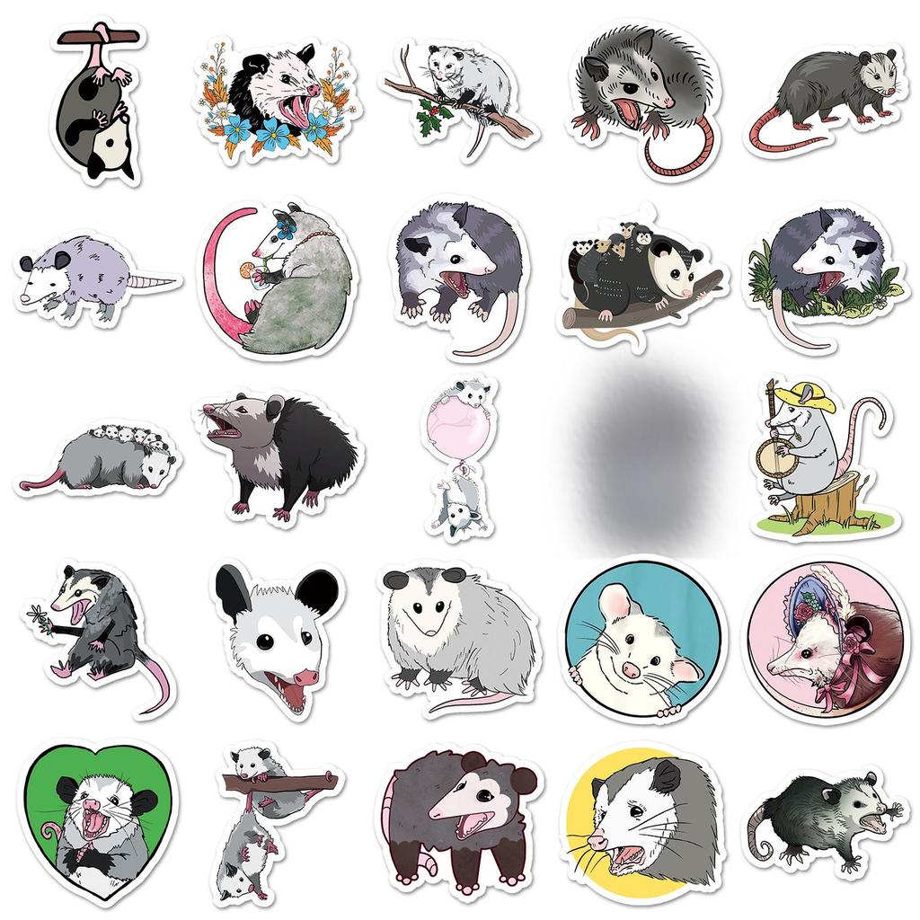 50 Cartoon Possum Stickers: Creative DIY Animal Decals for Journals and Cars