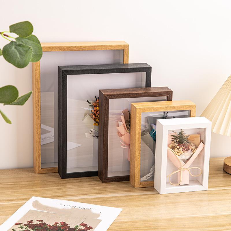 Cornici Portafoto in Legno 3D Profondità 3Cm 5Cm Porta Specimen Fiori Secchi Fatto a Mano Diy Lavoro Manuale Espositore Cornice Foto Decorazione Casa