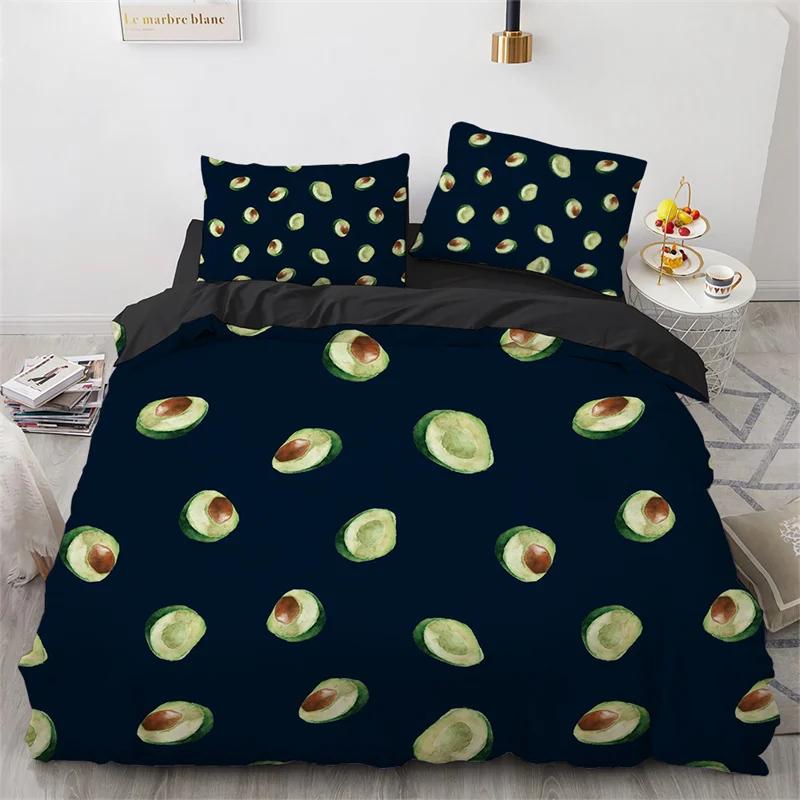 Cartoon Fruit Duvet Cover Tropical Avocado Bedding Set Microfiber Comforter Cover King For Kids Teen Room Decor Birthday Present