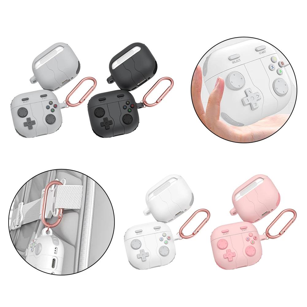 Case for AirPods4 with Soft Silicone Exterior and Carabiner Attachment for Secure Storage and Charging Compatibility